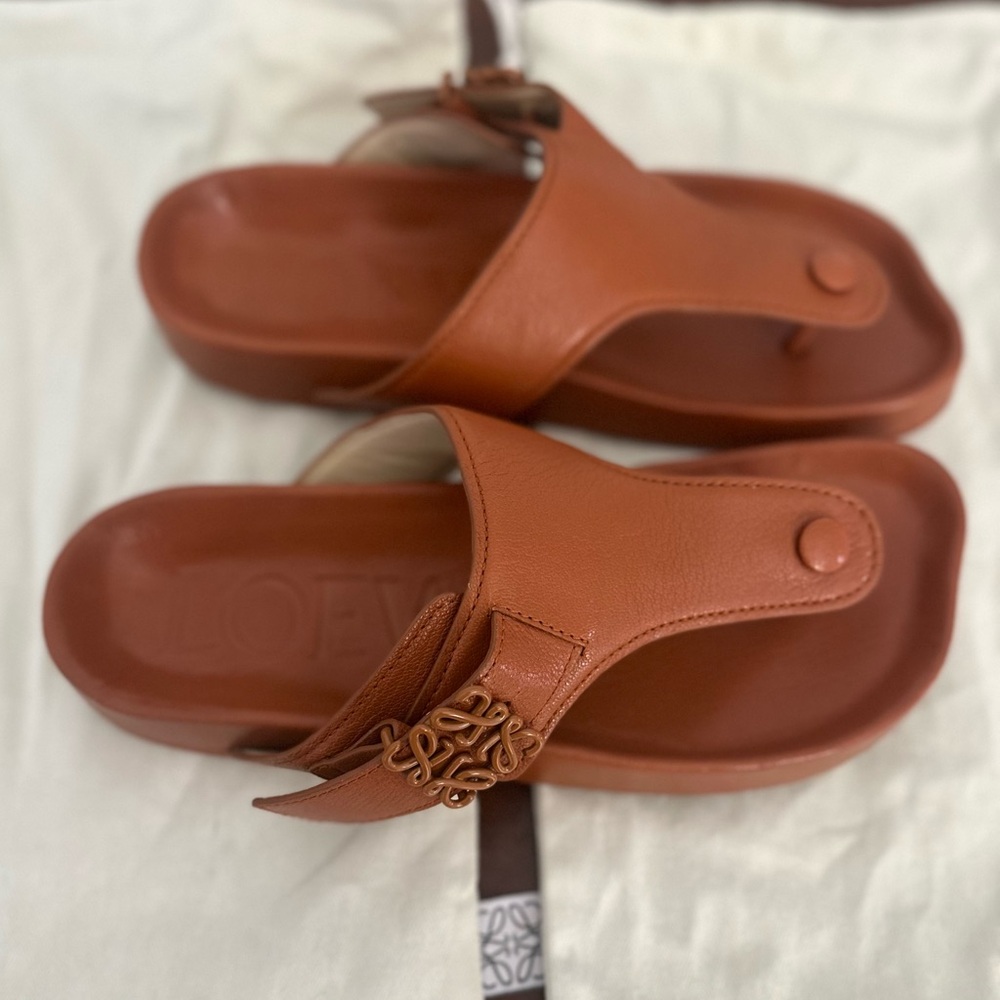 Authentic Loewe Ease Logo Plaque Sandals